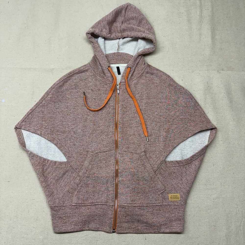 United Colors Of Benetton Pinkish Heather Zip Hoodie with Orange Drawstrings